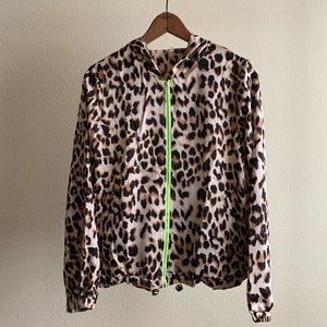 Leopard Print Silk Zip Up Jacket